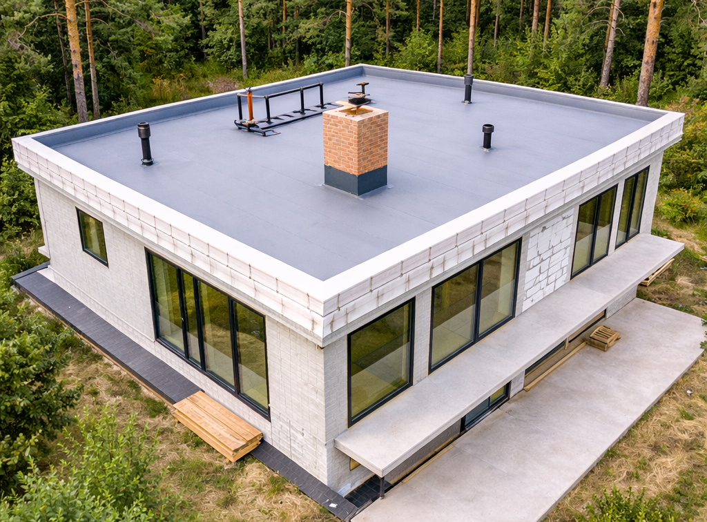 Lamekatuse paigaldus PVC kattematerjaliga eramajale üle Eesti